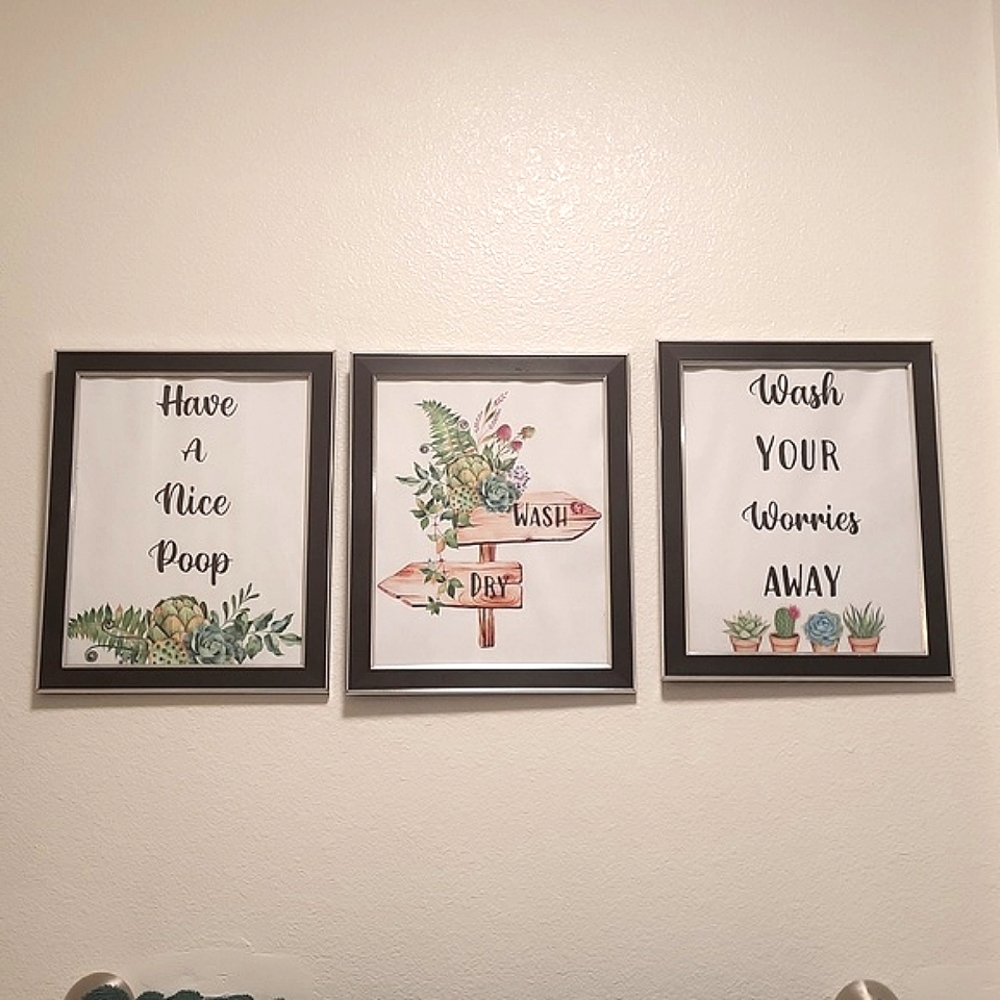 Succulent plant bathroom funny framed signs (3) tropical boho farmhouse